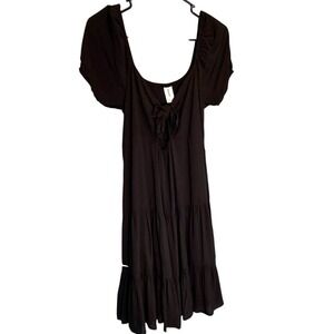 Black Dress with Puff Sleeves ALine Size L